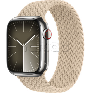 Купить Apple Watch Series 9 // 41мм GPS+Cellular // Корпус из нержавеющей стали серебристого цвета, плетёный монобраслет бежевого цвета
