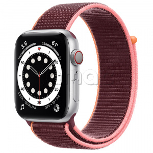 Купить Apple Watch Series 6 // 44мм GPS + Cellular // Корпус из алюминия серебристого цвета, спортивный браслет сливового цвета