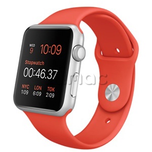 Купить Apple Watch Sport 42 мм, серебристый алюминий, оранжевый спортивный ремешок