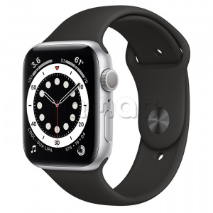 Купить Apple Watch Series 6 // 44мм GPS // Корпус из алюминия серебристого цвета, спортивный ремешок черного цвета
