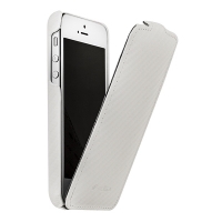 Чехол для iPhone 5s Melkco Leather Case Jacka Type Carbon Fiber Pattern - White