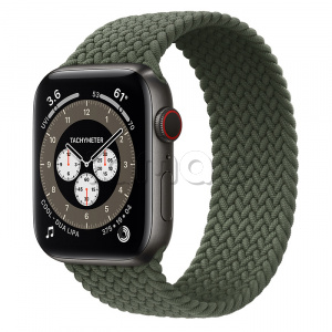 Купить Apple Watch Series 6 // 44мм GPS + Cellular // Корпус из титана цвета «черный космос», плетёный монобраслет цвета «Зелёные холмы»