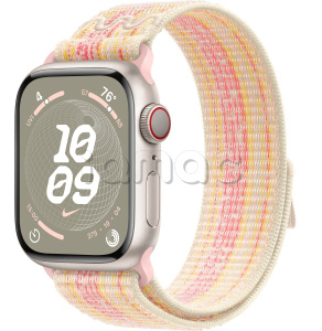 Купить Apple Watch Series 9 // 41мм GPS+Cellular // Корпус из алюминия цвета "сияющая звезда", спортивный браслет Nike цвета "сияющая звезда/розовый"