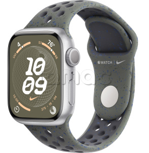 Купить Apple Watch Series 9 // 41мм GPS // Корпус из алюминия серебристого цвета, спортивный ремешок Nike цвета "карго хаки"