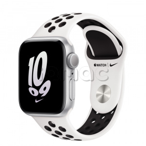 Купить Apple Watch SE // 40мм GPS // Корпус из алюминия серебристого цвета, спортивный ремешок Nike цвета «Чистая платина/чёрный» (2022-2023)