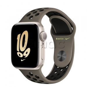 Купить Apple Watch SE // 40мм GPS // Корпус из алюминия цвета «сияющая звезда», спортивный ремешок Nike цвета «cерая олива/черный» (2022-2023)