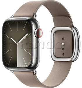 Купить Apple Watch Series 9 // 41мм GPS+Cellular // Корпус из нержавеющей стали серебристого цвета, ремешок каменного цвета с современной пряжкой (Modern Buckle), размер ремешка L