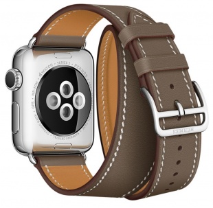Apple Watch Series 2 Hermès 38мм Корпус из нержавеющей стали, ремешок Double Tour из кожи Swift цвета Étoupe
