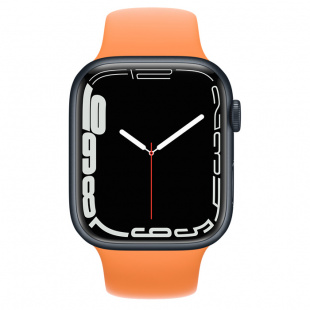 Apple Watch Series 7 // 41мм GPS // Корпус из алюминия цвета «тёмная ночь», спортивный ремешок цвета «весенняя мимоза»