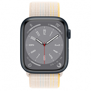 Apple Watch Series 8 // 41мм GPS // Корпус из алюминия цвета "темная ночь", спортивный браслет цвета "сияющая звезда"