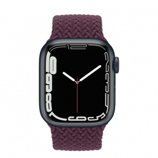 Apple Watch Series 7 // 41мм GPS // Корпус из алюминия цвета «тёмная ночь», плетёный монобраслет цвета «тёмная вишня»