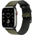 Apple Watch Series 9 Hermès // 45мм GPS+Cellular // Корпус из нержавеющей стали серебристого цвета, ремешок Toile H Single Tour цвета Vert/Noir