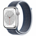 Apple Watch Series 8 // 45мм GPS // Корпус из алюминия серебристого цвета, спортивный браслет цвета "синий шторм"