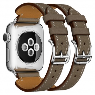 Apple Watch Series 2 Hermès 38мм Корпус из нержавеющей стали, ремешок Manchette из кожи Swift цвета Étoupe с двойной пряжкой
