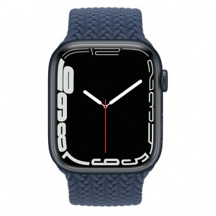 Apple Watch Series 7 // 45мм GPS // Корпус из алюминия цвета «тёмная ночь», плетёный монобраслет цвета «синий омут»