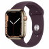 Apple Watch Series 7 // 45мм GPS + Cellular // Корпус из нержавеющей стали золотого цвета, спортивный ремешок цвета «тёмная вишня»