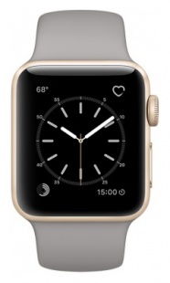 Apple Watch Series 2 38мм Корпус из золотистого алюминия, спортивный ремешок цвета «серый камень» (MNP22)