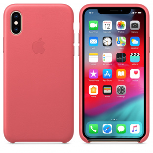 Кожаный чехол для iPhone X / Xs, цвет «розовый пион», оригинальный Apple