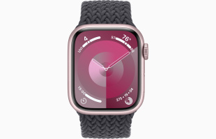 Apple Watch Series 9 // 45мм GPS // Корпус из алюминия розового цвета, плетёный монобраслет цвета "темная ночь"