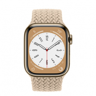 Apple Watch Series 8 // 45мм GPS + Cellular // Корпус из нержавеющей стали золотого цвета, плетёный монобраслет бежевого цвета