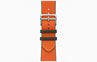 Apple Watch Series 9 Hermès // 45мм GPS+Cellular // Корпус из нержавеющей стали цвета "черный космос", ремешок Twill Jump Single Tour цвета Orange/Kaki