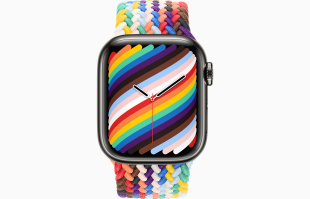Apple Watch Series 9 // 45мм GPS+Cellular // Корпус из нержавеющей стали графитового цвета, плетёный монобраслет цвета Pride Edition