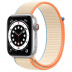Apple Watch Series 6 // 44мм GPS + Cellular // Корпус из алюминия серебристого цвета, спортивный браслет кремового цвета
