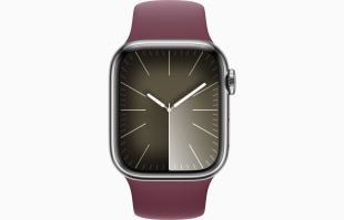 Apple Watch Series 9 // 41мм GPS+Cellular // Корпус из нержавеющей стали серебристого цвета, спортивный ремешок цвета "шелковица"