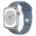 Apple Watch Series 8 // 45мм GPS + Cellular // Корпус из алюминия серебристого цвета, спортивный ремешок сланцево-синего цвета