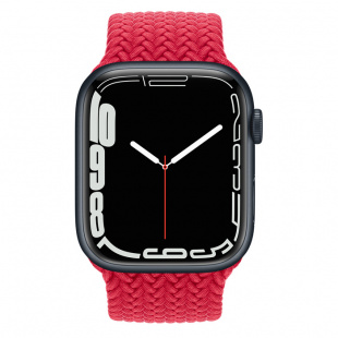 Apple Watch Series 7 // 41мм GPS // Корпус из алюминия цвета «тёмная ночь», плетёный монобраслет цвета (PRODUCT)RED