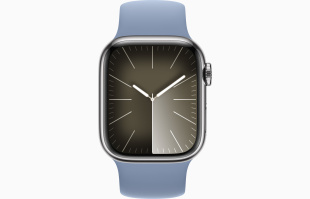 Apple Watch Series 9 // 45мм GPS+Cellular // Корпус из нержавеющей стали серебристого цвета, монобраслет цвета "синяя зима"