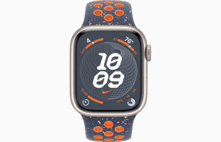 Apple Watch Series 9 // 45мм GPS+Cellular // Корпус из алюминия цвета "сияющая звезда", спортивный ремешок Nike цвета "синее пламя"