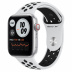 Apple Watch SE // 44мм GPS + Cellular // Корпус из алюминия серебристого цвета, спортивный ремешок Nike цвета «Чистая платина/чёрный» (2020)
