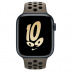 Apple Watch Series 8 // 45мм GPS + Cellular // Корпус из алюминия цвета "темная ночь", спортивный ремешок Nike цвета "серая олива/черный"