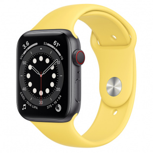 Apple Watch Series 6 // 40мм GPS + Cellular // Корпус из алюминия цвета "серый космос", спортивный ремешок имбирного цвета