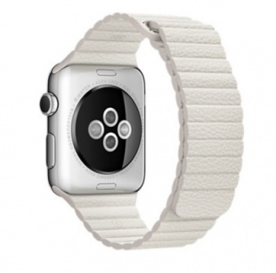 Apple Watch 42 мм, нержавеющая сталь, кожаный ремешок белого цвета