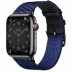 Apple Watch Series 7 Hermès // 45мм GPS + Cellular // Корпус из нержавеющей стали цвета «черный космос», ремешок Hermès Simple Tour Jumping цвета Noir/Bleu Saphir
