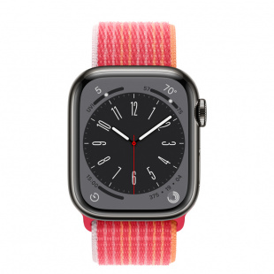 Apple Watch Series 8 // 41мм GPS + Cellular // Корпус из нержавеющей стали графитового цвета, спортивный браслет цвета (PRODUCT)RED