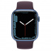 Apple Watch Series 7 // 41мм GPS // Корпус из алюминия синего цвета, монобраслет цвета «тёмная вишня»