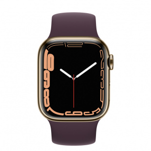 Apple Watch Series 7 // 41мм GPS + Cellular // Корпус из нержавеющей стали золотого цвета, монобраслет цвета «тёмная вишня»
