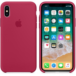 Силиконовый чехол для iPhone X / Xs, цвет «красная роза», оригинальный Apple