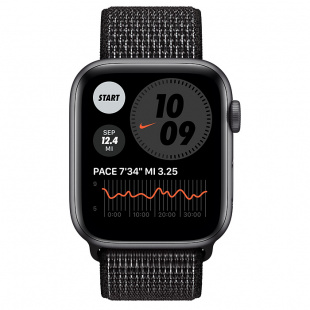 Apple Watch SE // 40мм GPS + Cellular // Корпус из алюминия цвета «серый космос», спортивный браслет Nike чёрного цвета (2020)