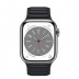 Apple Watch Series 8 // 41мм GPS + Cellular // Корпус из нержавеющей стали серебристого цвета, кожаный браслет цвета "темная ночь", размер ремешка S/M