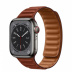 Apple Watch Series 8 // 41мм GPS + Cellular // Корпус из нержавеющей стали графитового цвета, кожаный браслет темно-коричневого цвета, размер ремешка M/L
