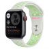 Apple Watch SE // 40мм GPS + Cellular // Корпус из алюминия цвета «серый космос», спортивный ремешок Nike цвета «Еловая дымка/пастельный зелёный» (2020)