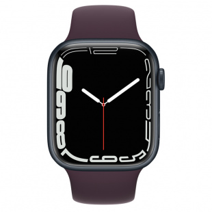 Apple Watch Series 7 // 45мм GPS // Корпус из алюминия цвета «тёмная ночь», спортивный ремешок цвета «тёмная вишня»