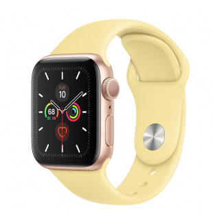 Apple Watch Series 5 // 40мм GPS + Cellular // Корпус из алюминия золотого цвета, спортивный ремешок цвета «лимонный мусс»