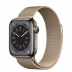 Apple Watch Series 8 // 41мм GPS + Cellular // Корпус из нержавеющей стали графитового цвета, миланский сетчатый браслет золотого цвета