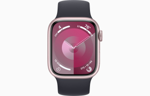 Apple Watch Series 9 // 45мм GPS+Cellular // Корпус из алюминия розового цвета, монобраслет цвета "темная ночь"