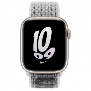 Apple Watch Series 8 // 45мм GPS + Cellular // Корпус из алюминия цвета "сияющая звезда", спортивный браслет Nike цвета "снежная вершина/черный"